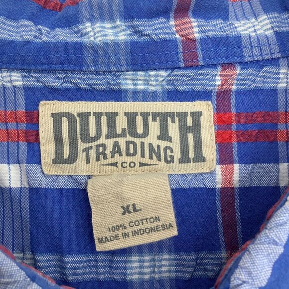Duluth Trading Mens Short Sleeve Button Up Seersucker Shirt Size XL - Picture 4 of 5